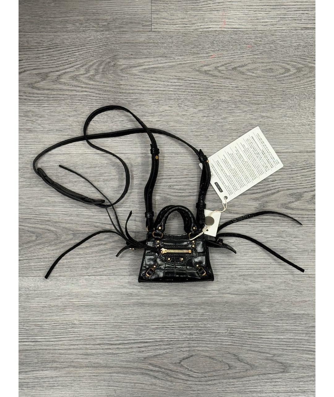 BALENCIAGA Черная кожаная сумка через плечо, фото 2
