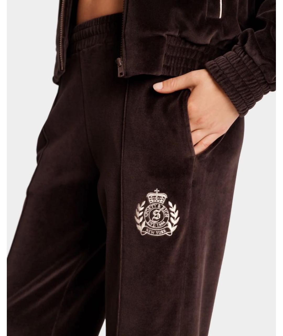 SPORTY AND RICH Коричневый велюровый спортивные костюмы, фото 7