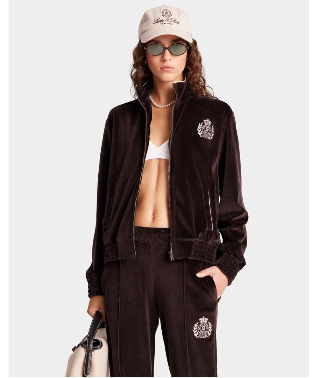 SPORTY AND RICH Коричневый велюровый спортивные костюмы, фото 3