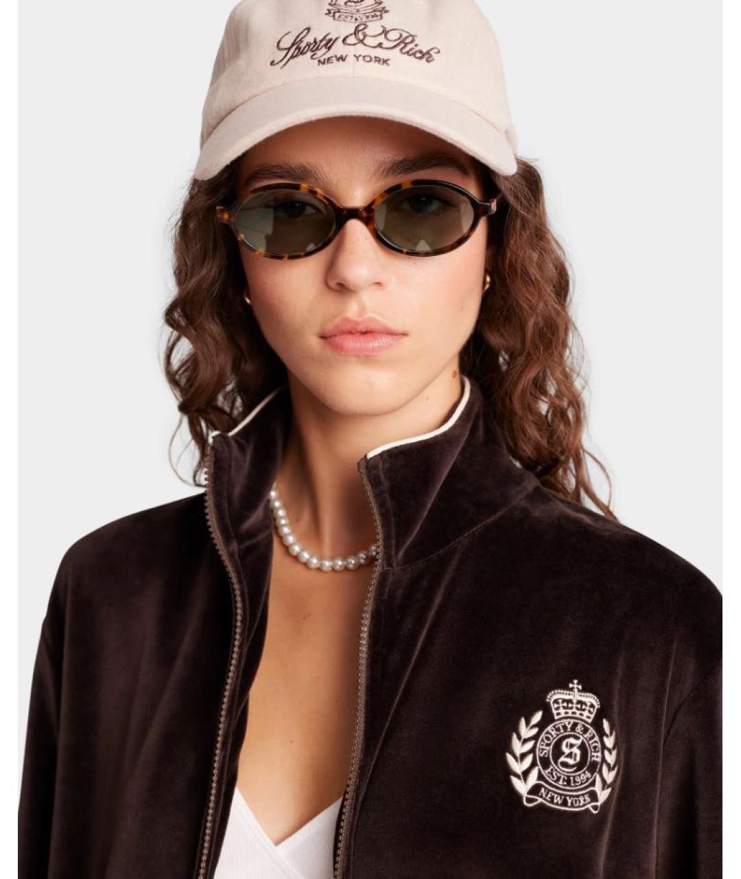 SPORTY AND RICH Коричневый велюровый спортивные костюмы, фото 5