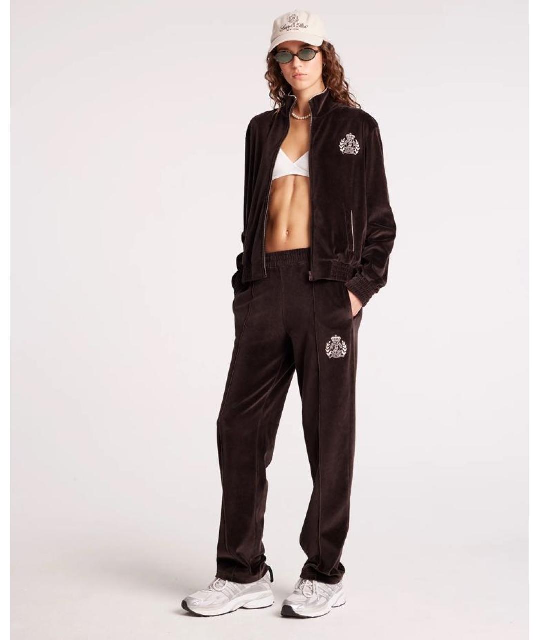 SPORTY AND RICH Коричневый велюровый спортивные костюмы, фото 2