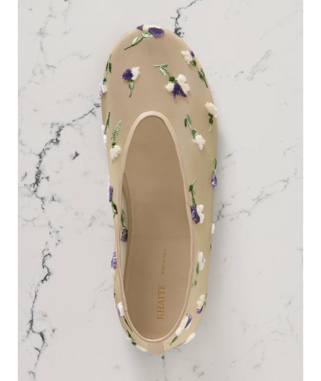 KHAITE Бежевые текстильные балетки, фото 3