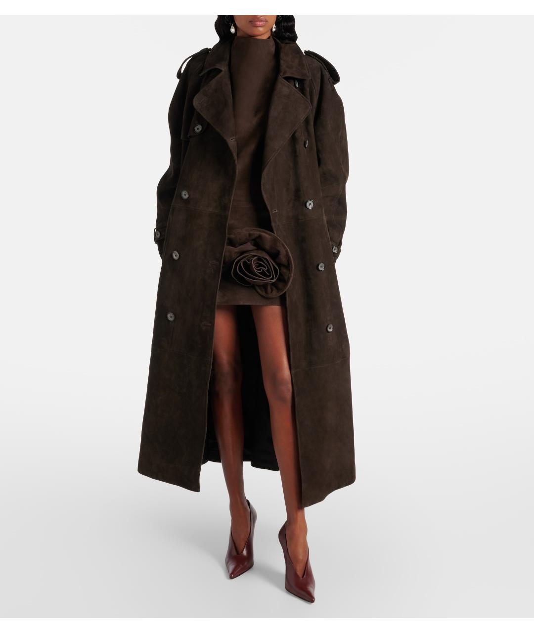 MAGDA BUTRYM Коричневое замшевое пальто, фото 3