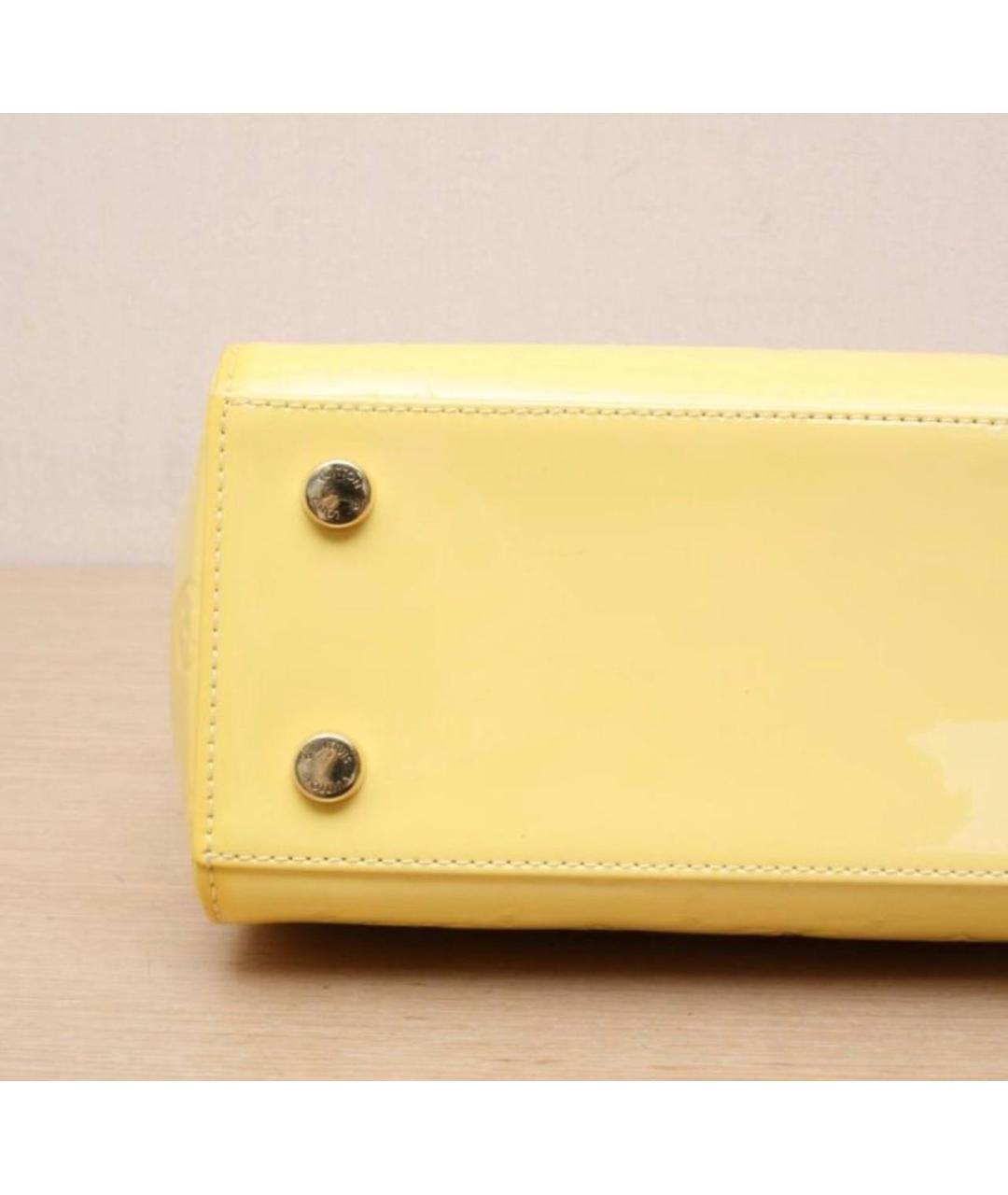 LOUIS VUITTON Желтая кожаная сумка с короткими ручками, фото 5