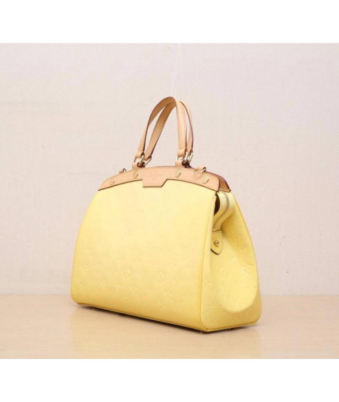 LOUIS VUITTON Желтая кожаная сумка с короткими ручками, фото 2