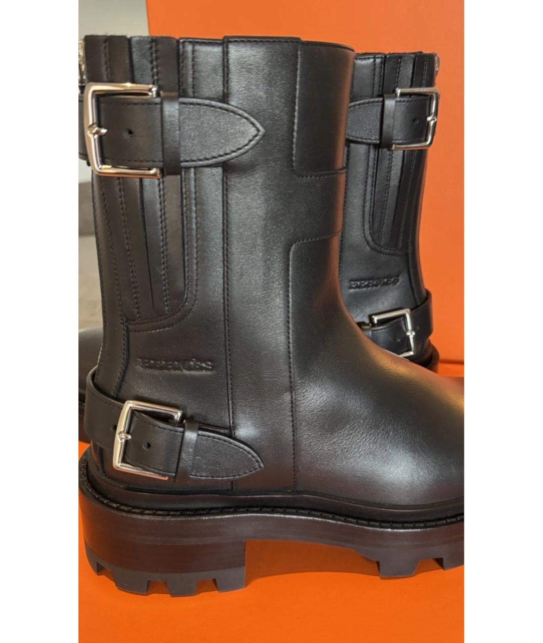 HERMES Черные кожаные полусапоги, фото 6