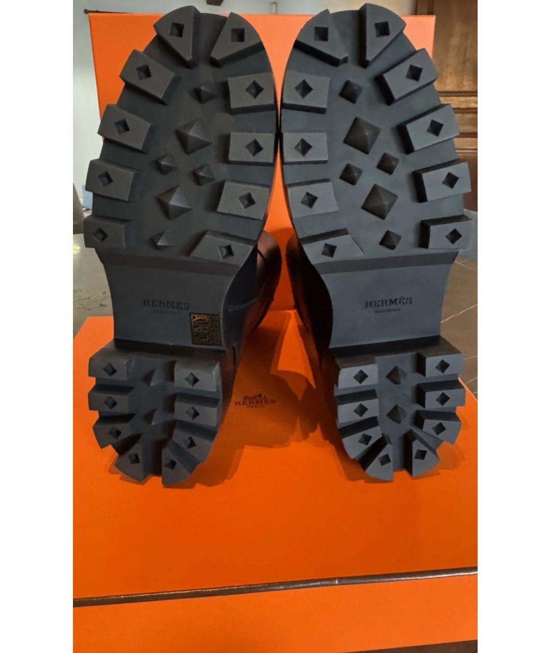 HERMES Черные кожаные полусапоги, фото 8