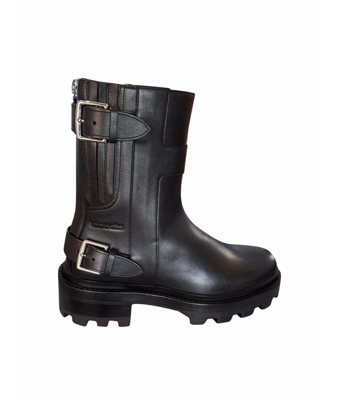 HERMES Черные кожаные полусапоги, фото 1