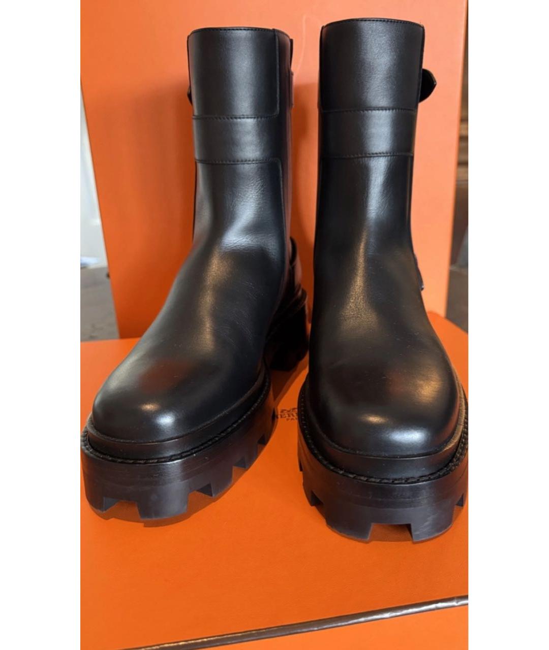 HERMES Черные кожаные полусапоги, фото 2