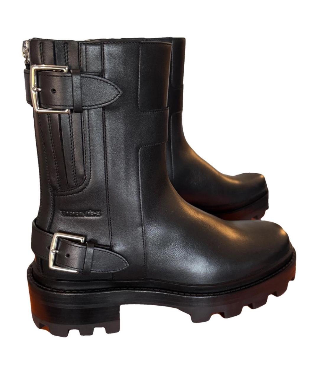 HERMES Черные кожаные полусапоги, фото 9