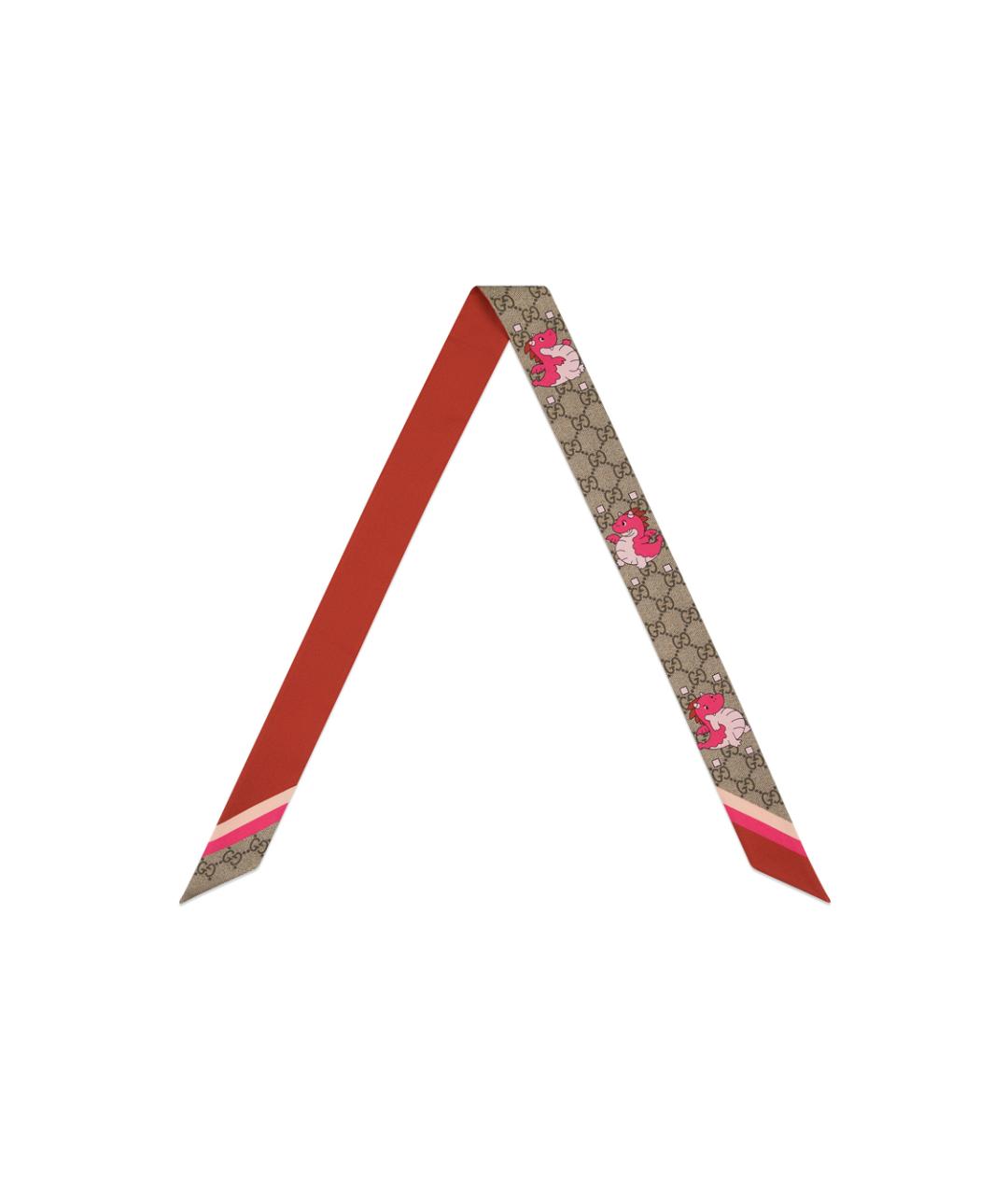 GUCCI Красный шелковый шарф, фото 1