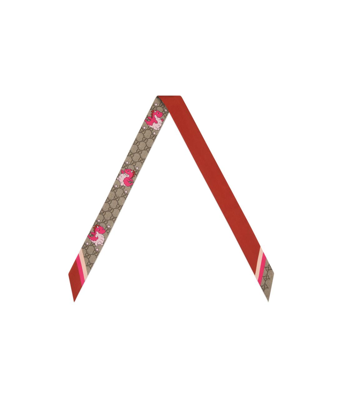 GUCCI Красный шелковый шарф, фото 2