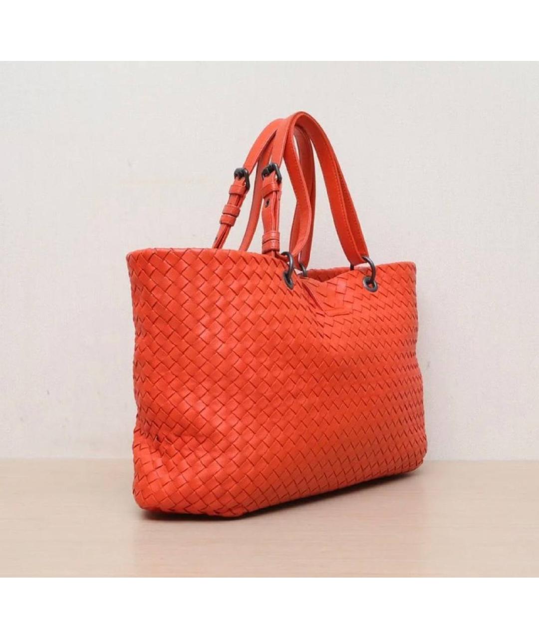 BOTTEGA VENETA Оранжевая кожаная сумка с короткими ручками, фото 3