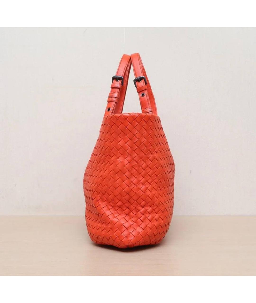 BOTTEGA VENETA Оранжевая кожаная сумка с короткими ручками, фото 4