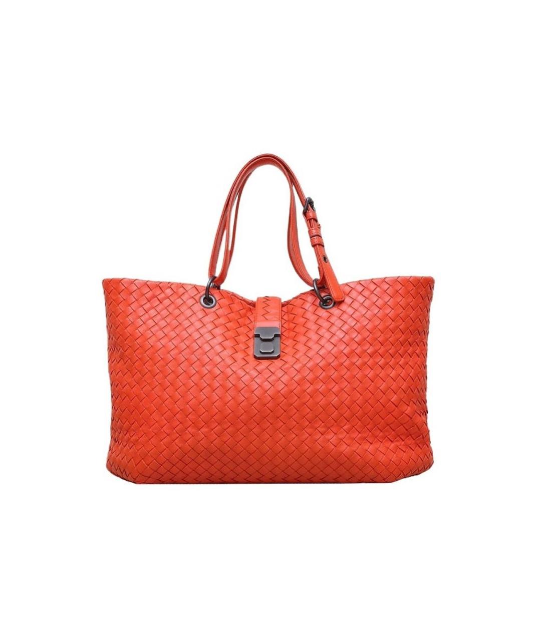 BOTTEGA VENETA Оранжевая кожаная сумка с короткими ручками, фото 10