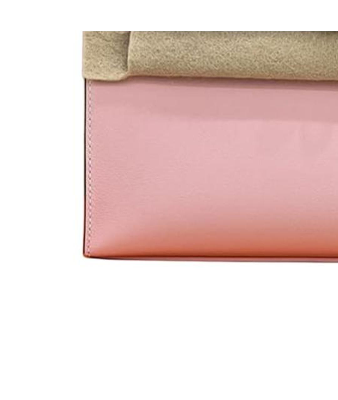 HERMES Розовая кожаная сумка с короткими ручками, фото 3