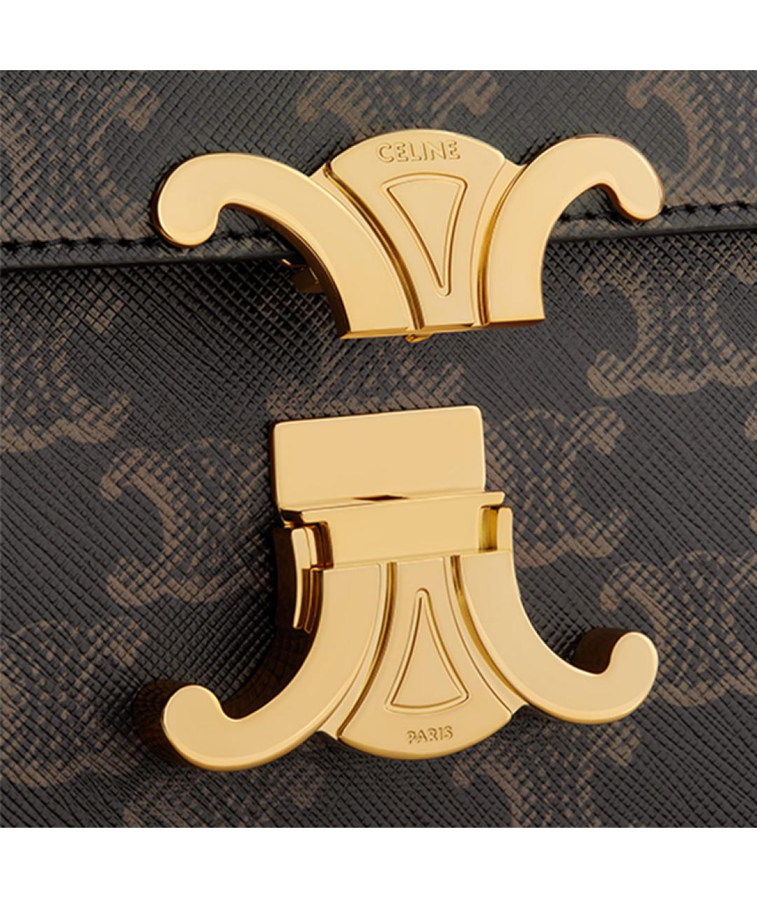 CELINE Коричневая кожаная сумка через плечо, фото 4