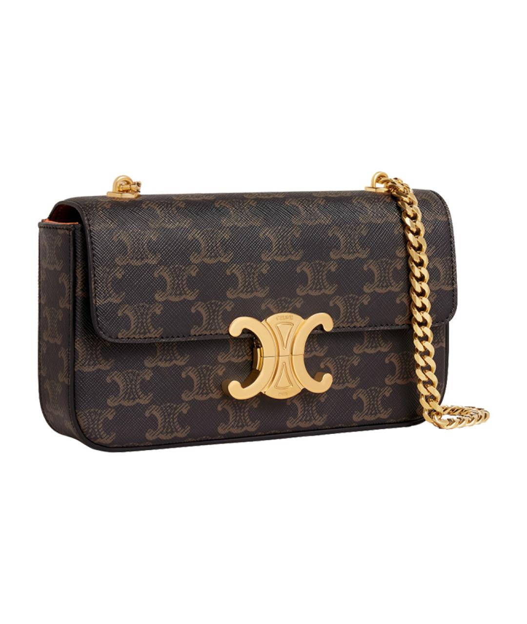 CELINE Коричневая кожаная сумка через плечо, фото 2