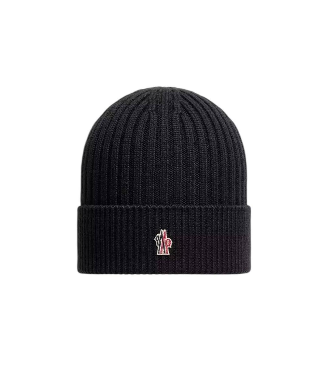 MONCLER Черная шерстяная шапка, фото 3