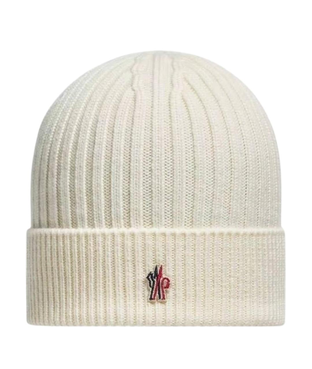 MONCLER Белая шерстяная шапка, фото 1