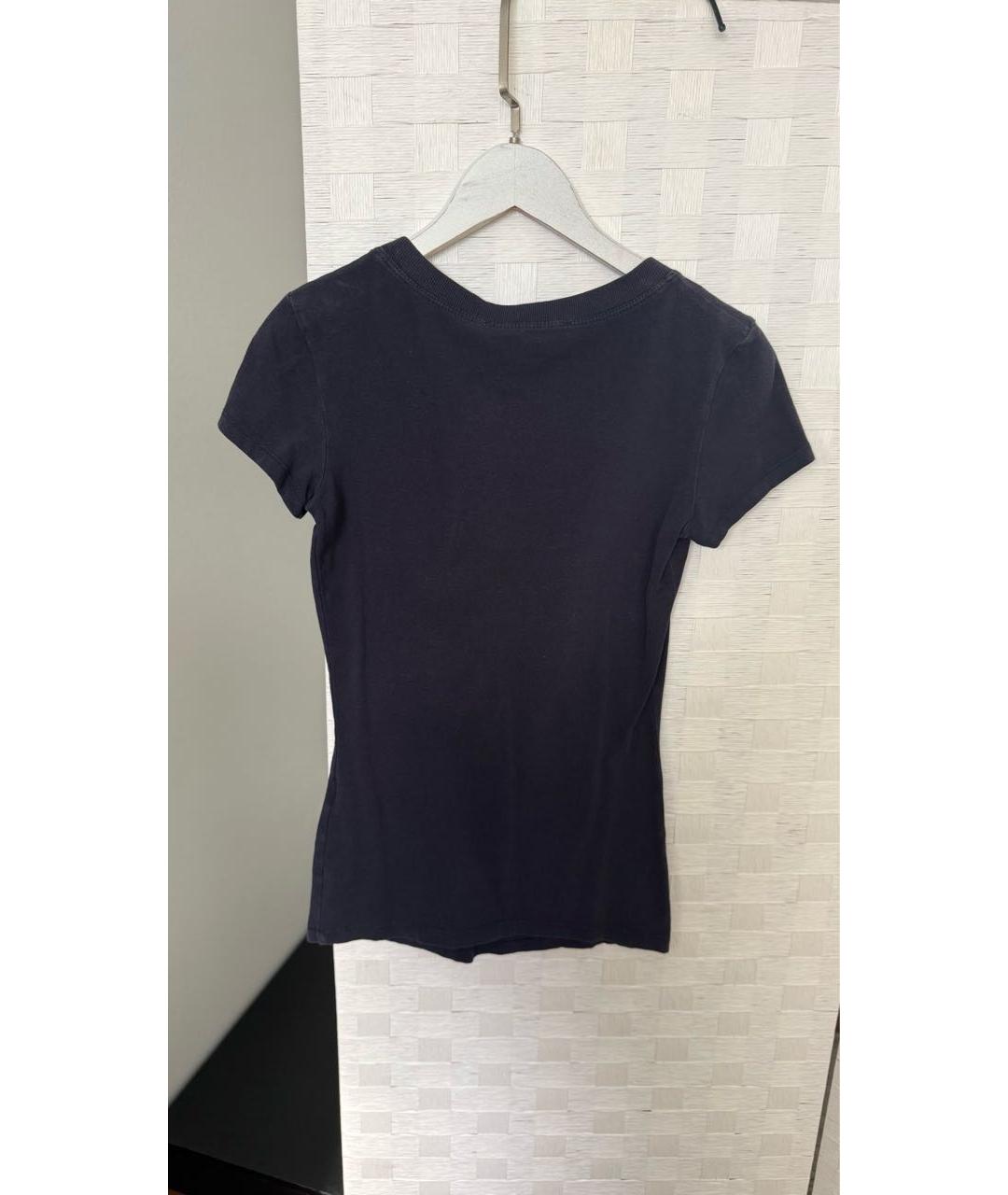 LOVE MOSCHINO Темно-синяя хлопко-эластановая футболка, фото 2