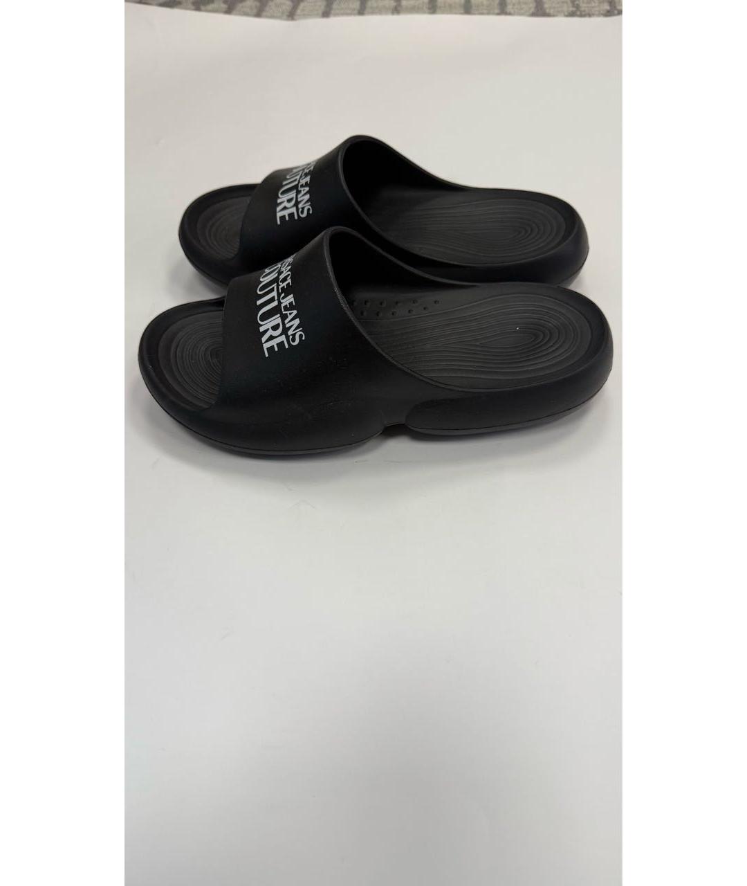 VERSACE JEANS COUTURE Черные резиновые шлепанцы, фото 4