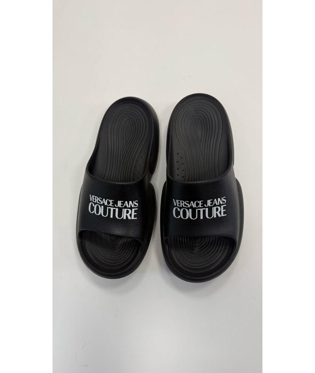 VERSACE JEANS COUTURE Черные резиновые шлепанцы, фото 2