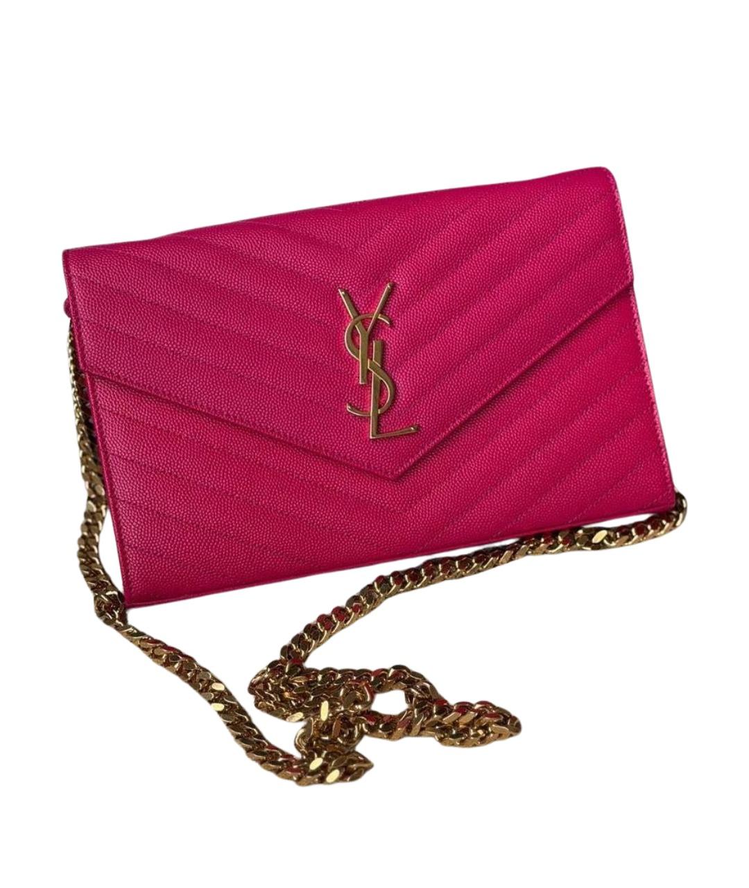 SAINT LAURENT Розовая кожаная сумка через плечо, фото 1