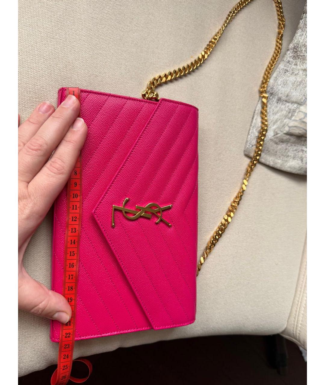 SAINT LAURENT Розовая кожаная сумка через плечо, фото 7