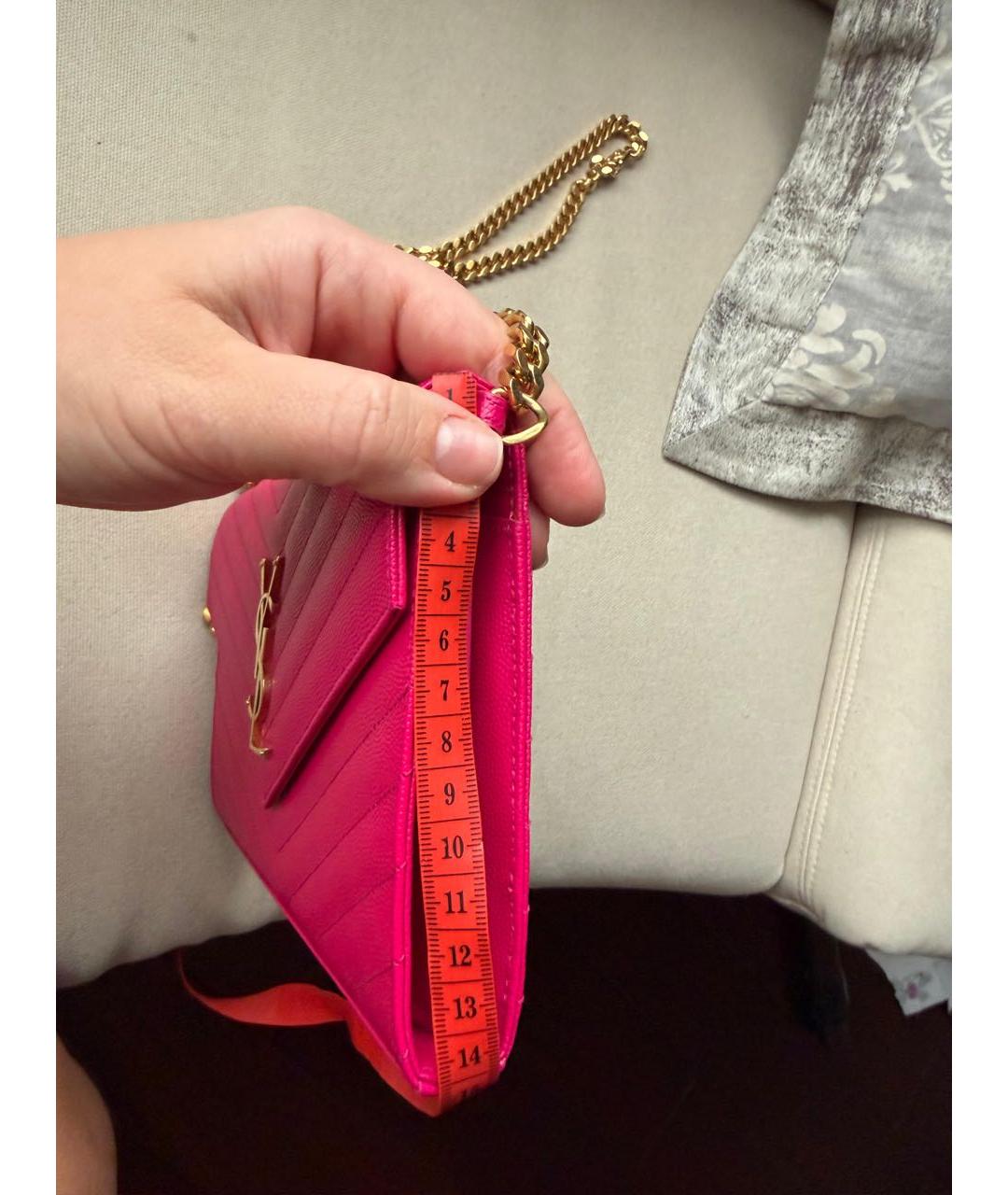 SAINT LAURENT Розовая кожаная сумка через плечо, фото 6