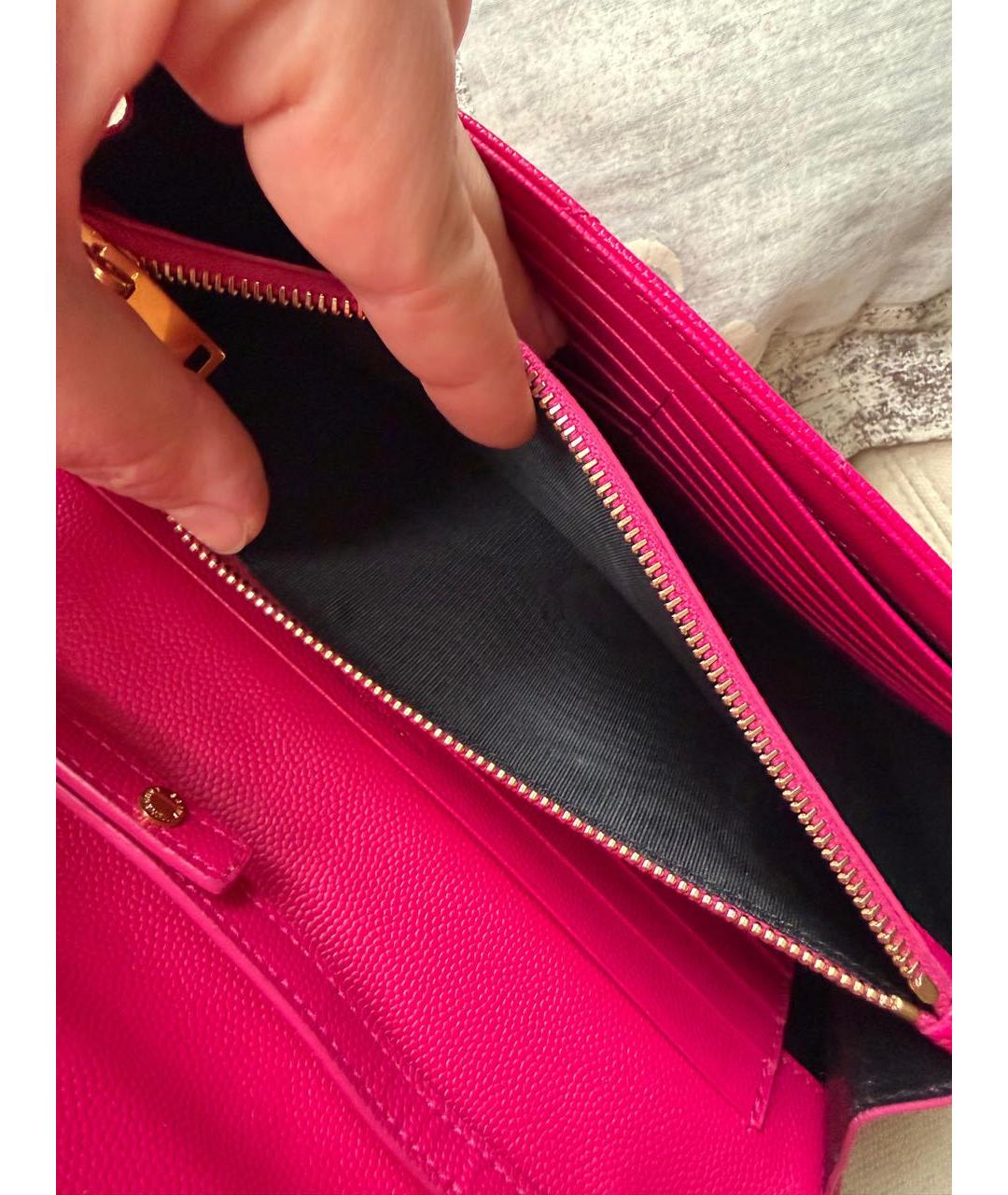 SAINT LAURENT Розовая кожаная сумка через плечо, фото 4