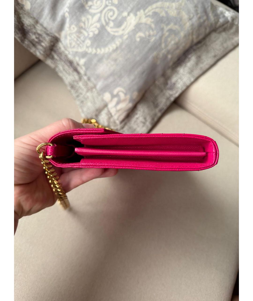 SAINT LAURENT Розовая кожаная сумка через плечо, фото 2