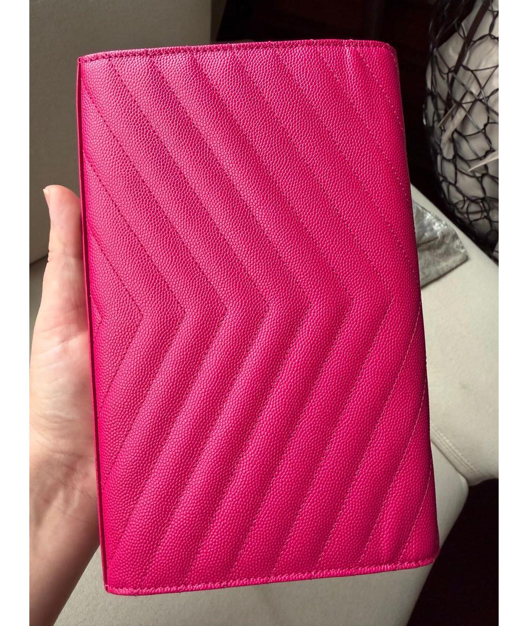 SAINT LAURENT Розовая кожаная сумка через плечо, фото 3