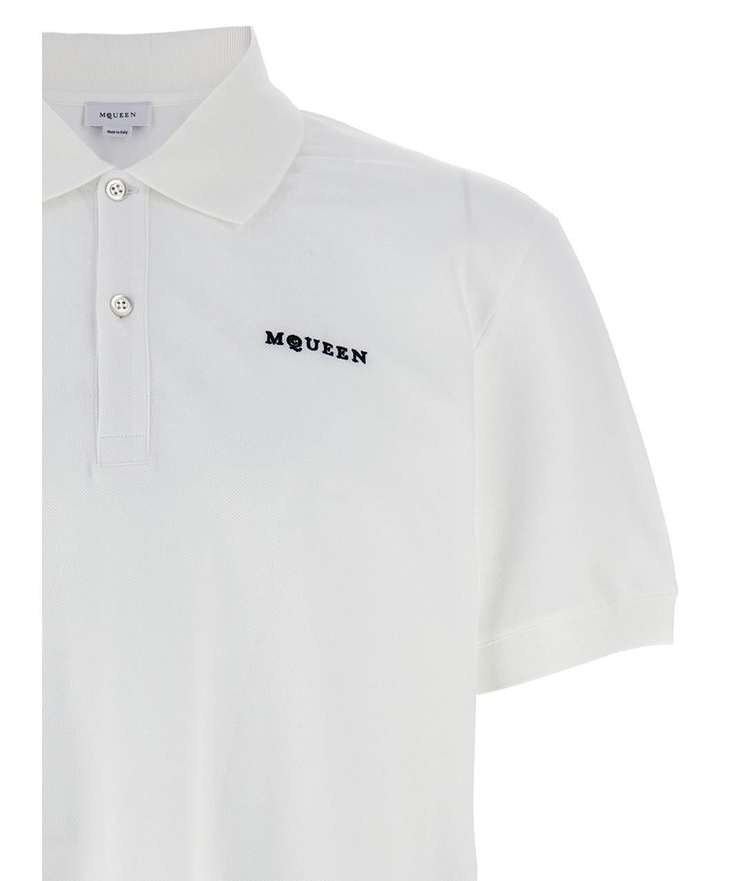 ALEXANDER MCQUEEN Белое хлопковое поло с коротким рукавом, фото 3