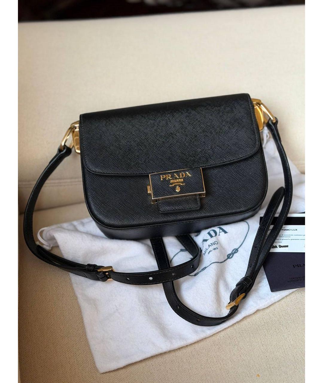 PRADA Черная кожаная сумка через плечо, фото 9