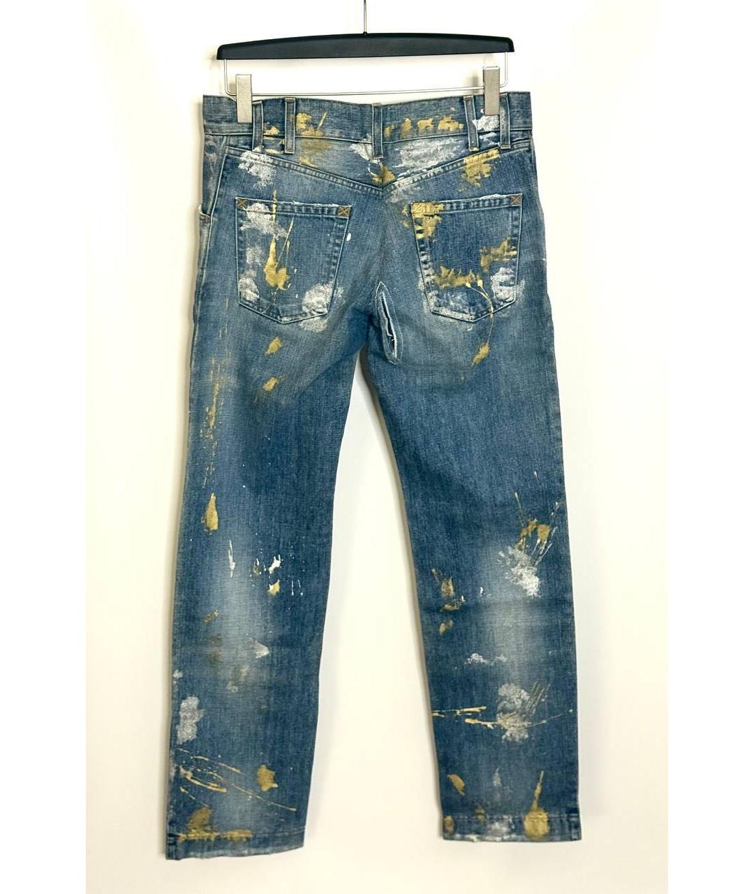 DOLCE&GABBANA Синие хлопковые прямые джинсы, фото 2