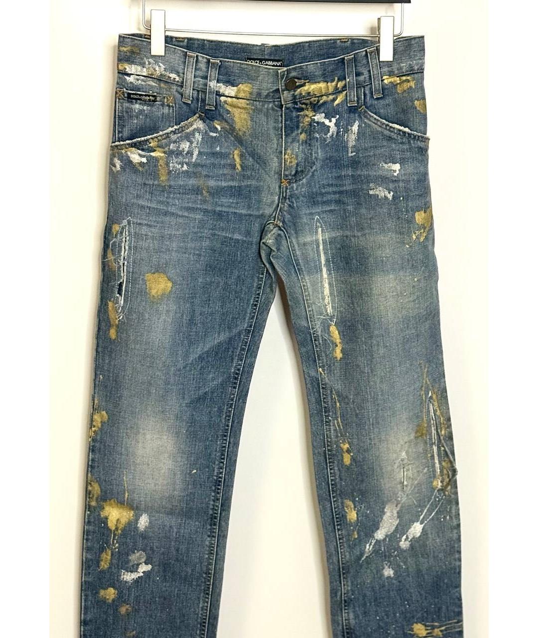 DOLCE&GABBANA Синие хлопковые прямые джинсы, фото 3