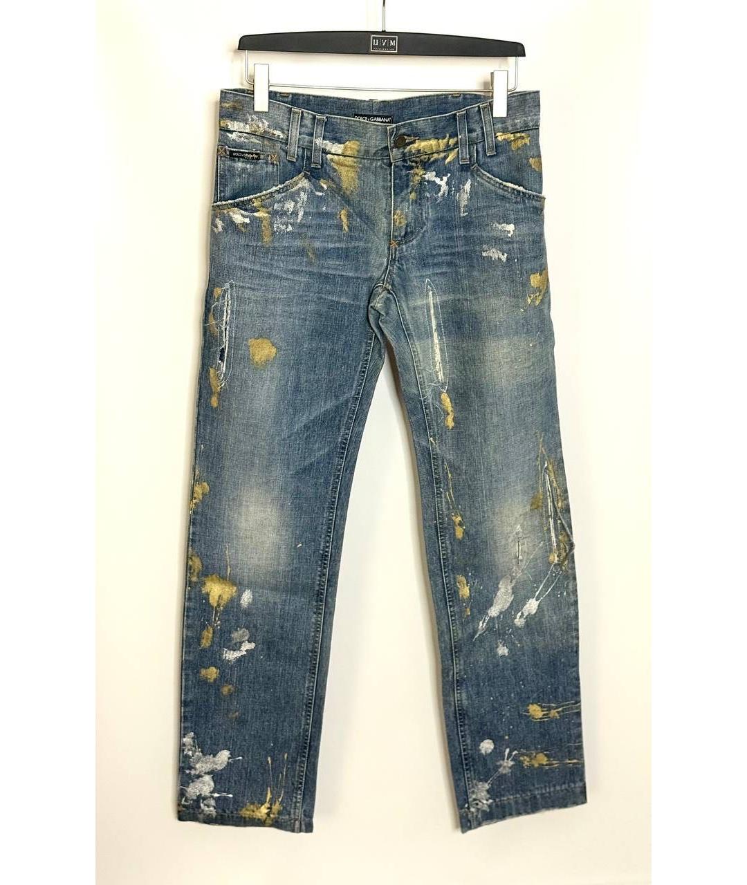 DOLCE&GABBANA Синие хлопковые прямые джинсы, фото 5