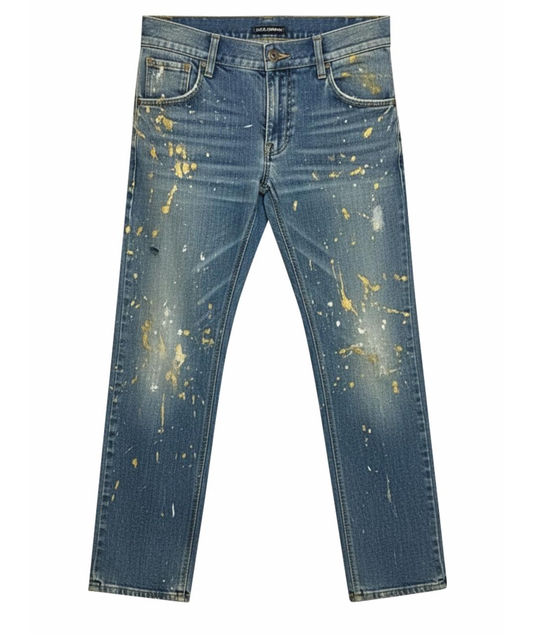 DOLCE&GABBANA Синие хлопковые прямые джинсы, фото 1