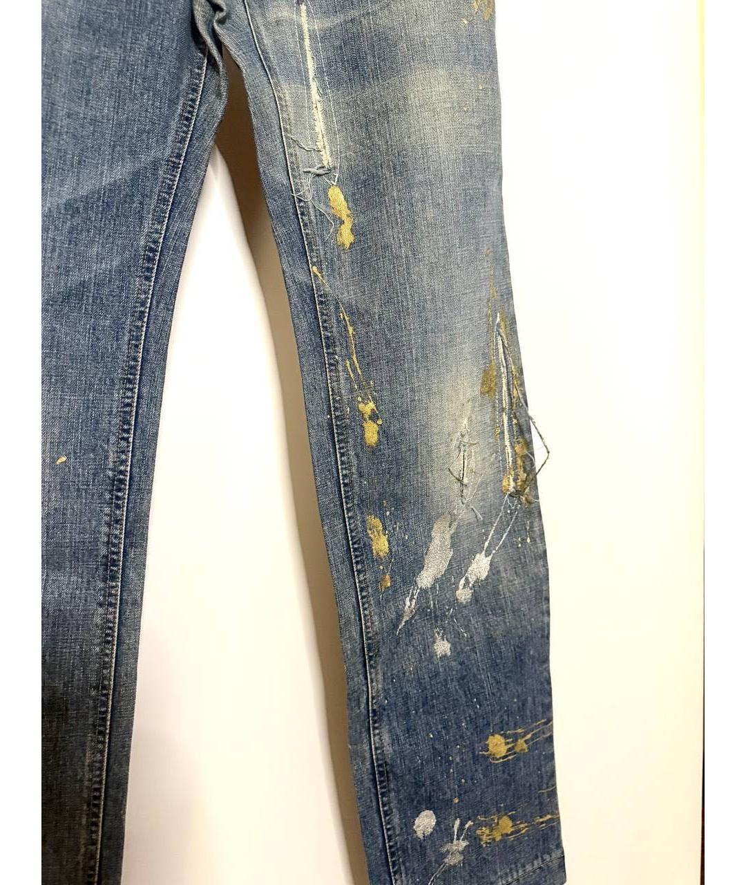 DOLCE&GABBANA Синие хлопковые прямые джинсы, фото 4