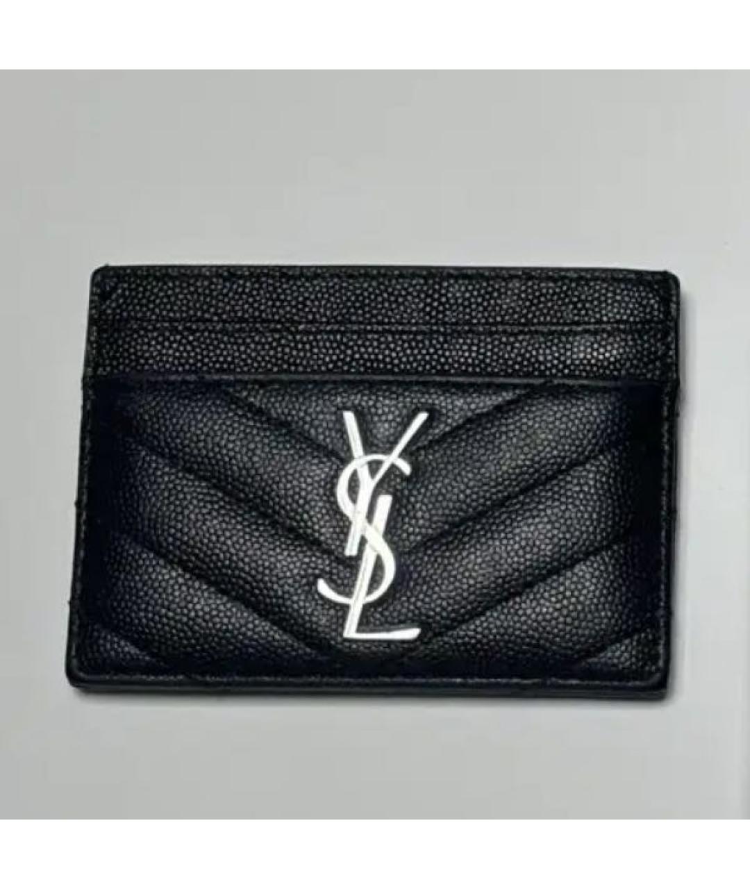 SAINT LAURENT Черный кожаный кардхолдер, фото 2
