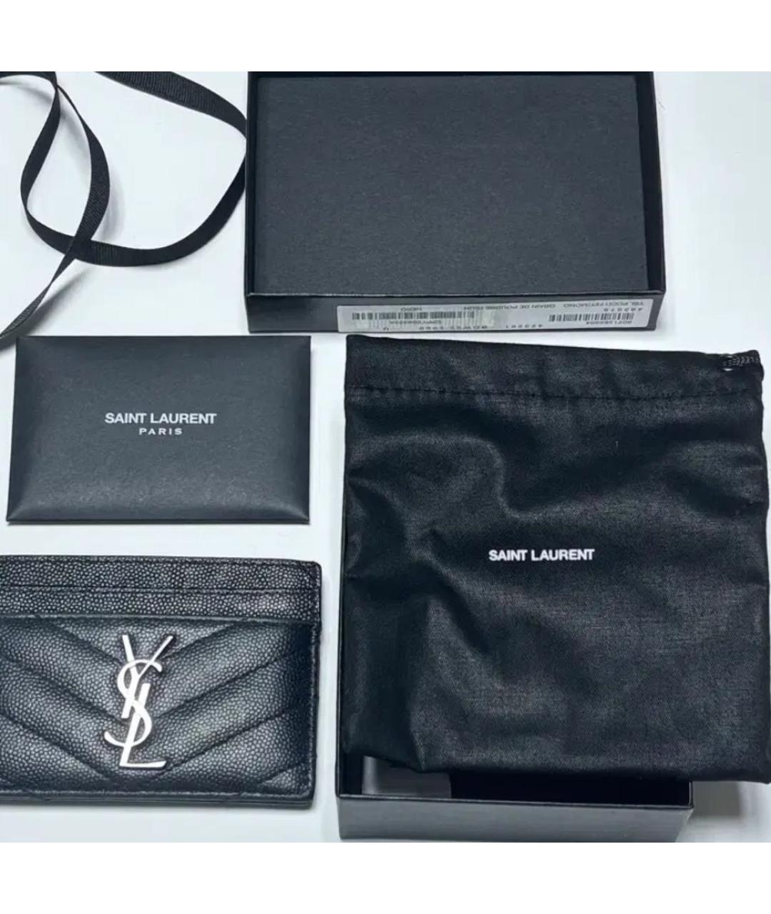 SAINT LAURENT Черный кожаный кардхолдер, фото 4