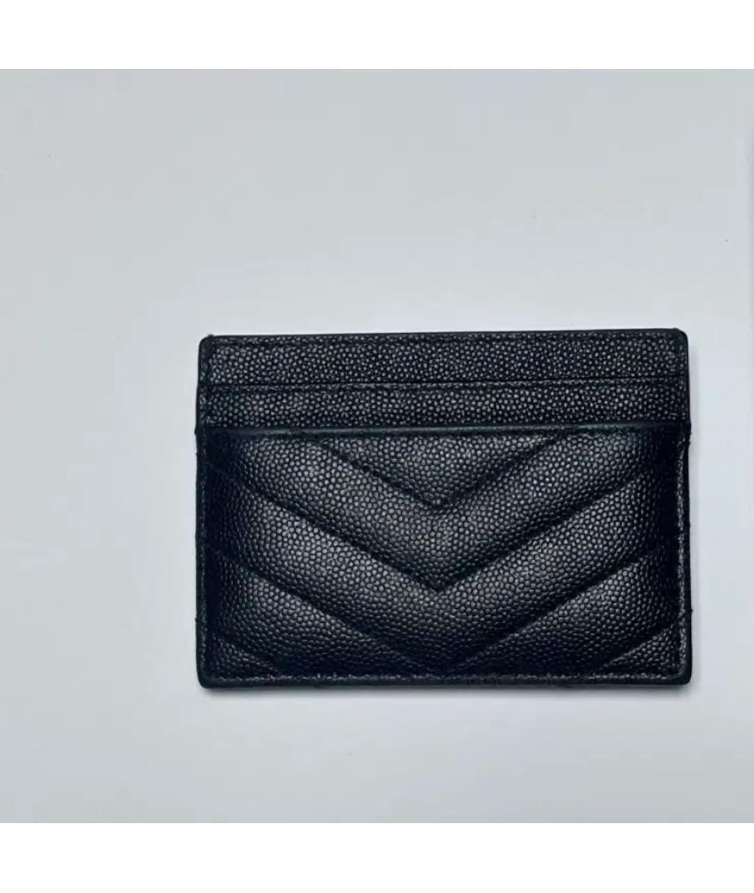 SAINT LAURENT Черный кожаный кардхолдер, фото 3
