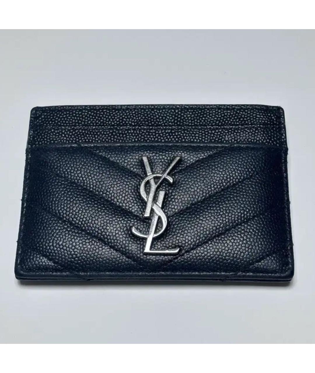SAINT LAURENT Черный кожаный кардхолдер, фото 5