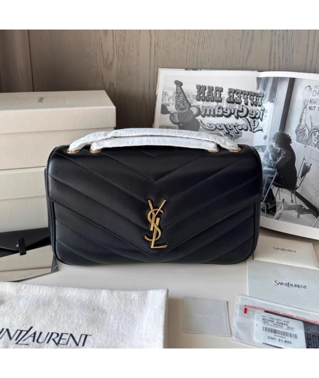 SAINT LAURENT Черная кожаная сумка через плечо, фото 4