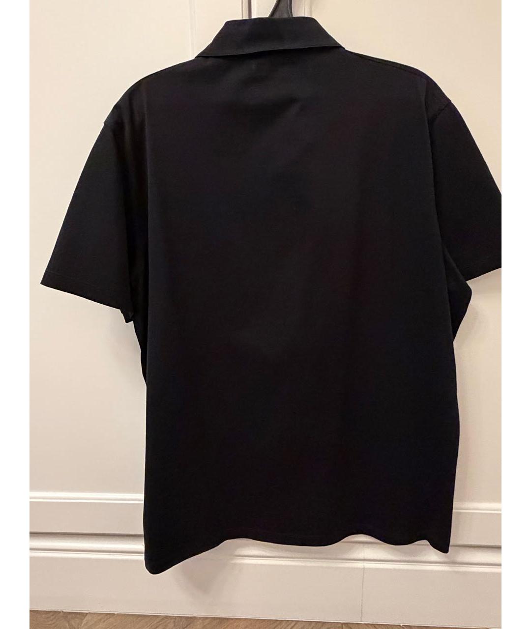 PRADA Черное хлопко-полиэстеровое поло с коротким рукавом, фото 2