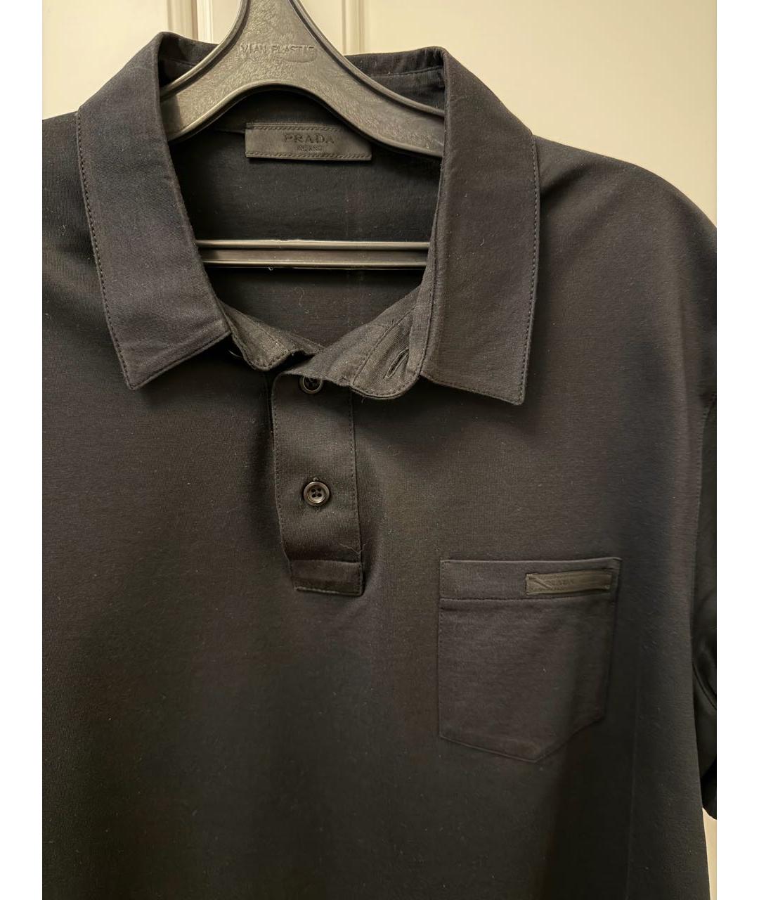 PRADA Черное хлопко-полиэстеровое поло с коротким рукавом, фото 4