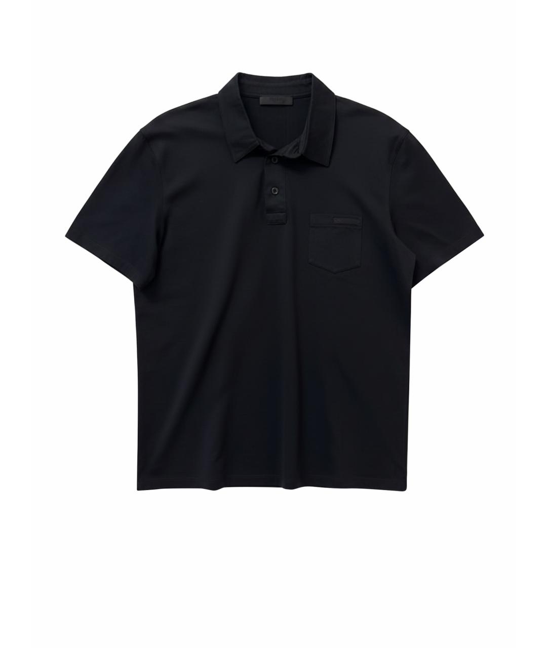 PRADA Черное хлопко-полиэстеровое поло с коротким рукавом, фото 1