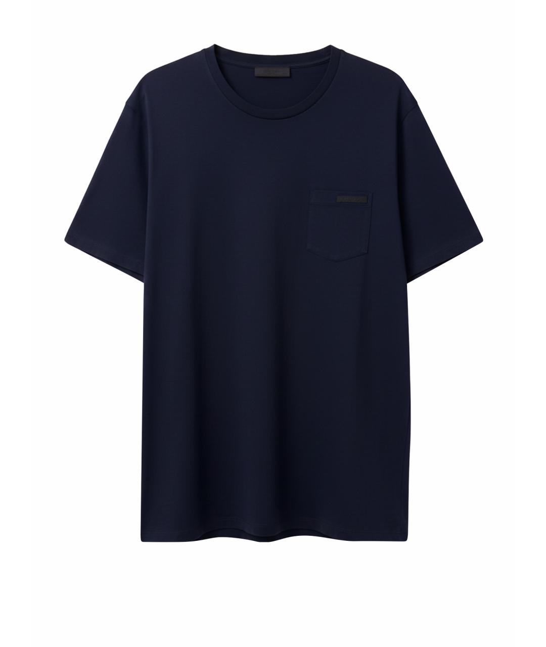 PRADA Темно-синяя хлопко-полиэстеровая футболка, фото 1