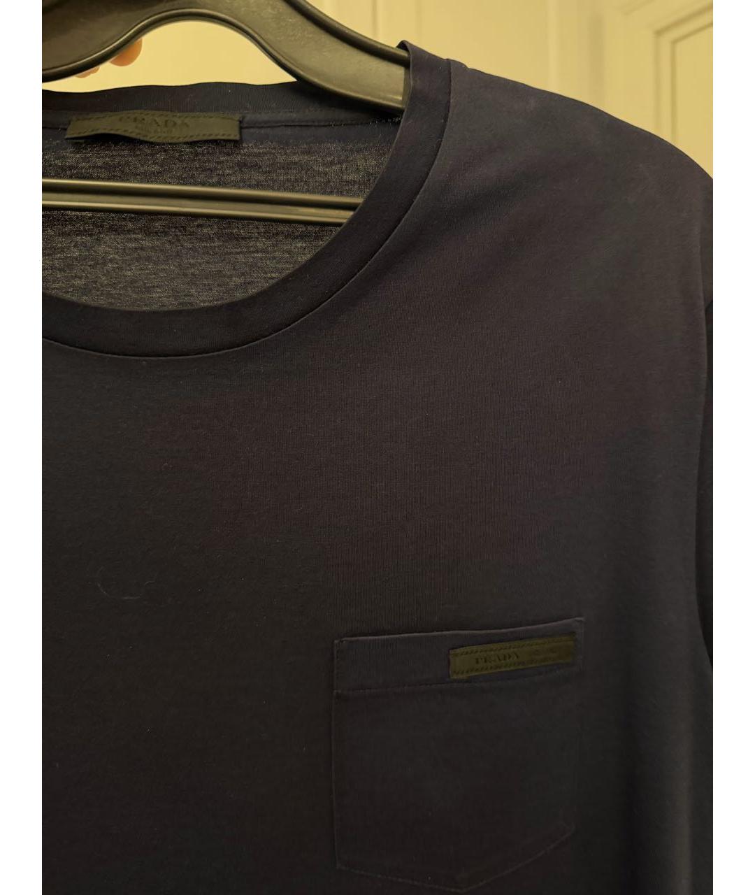 PRADA Темно-синяя хлопко-полиэстеровая футболка, фото 3